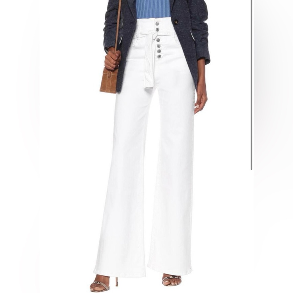Veronica Beard Rosanna Corset White Wide Leg Extra High Rise Jeans size 24 NWT